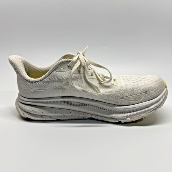 Hoka One One Clifton 9 Womens 9.5 B White Yellow Running Shoes Sneakers - Picture 10 of 16